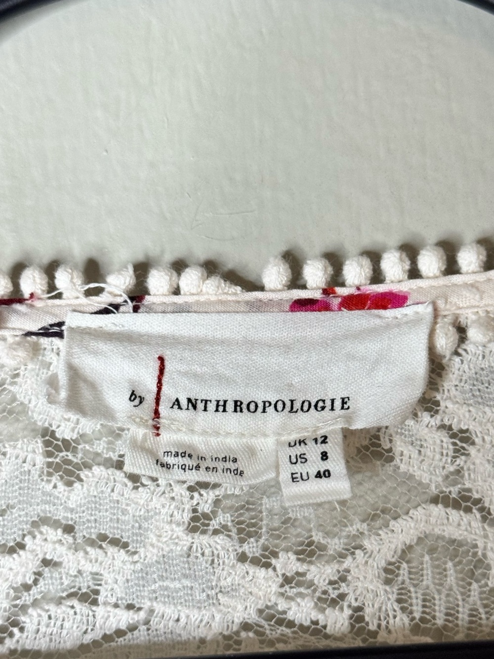 Anthropologie Puff-Sleeved Lace Buttondown Blouse Cottagecore Boho Size 8 - Picture 7 of 11